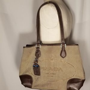 Vtg Prada 1913 made in Italy olive&brown purse